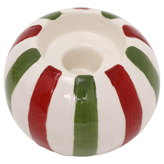 Christmas Candy Stripe Ceramic Candle Holder 9.5x7cm