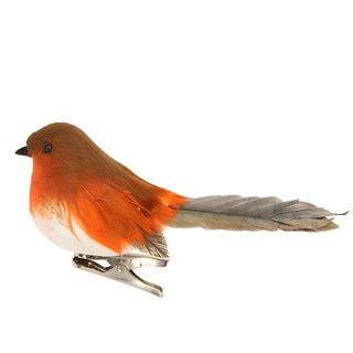 Clip on Robin Decoration | Christmas Tree Robin Ornament with Silver Clip