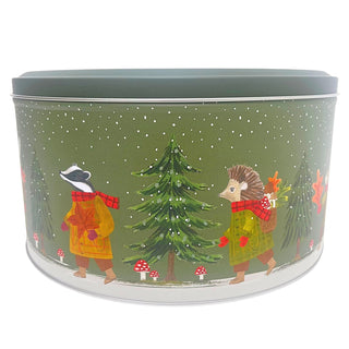 Woodland Scene Christmas Cake Tin, 23cm Gisela Graham Festive Storage Tin