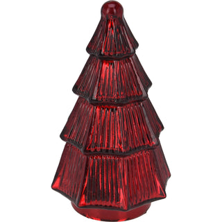 Red Glass Christmas Tree | Freestanding Mottled Gold Tree Ornament - 20cm