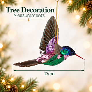 Sequin Hummingbird Hanging Christmas Tree Decoration Gisela Graham 17cm