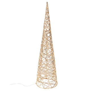 Gold LED Cone Christmas Tree Decoration 60cm, Battery Operated Timer