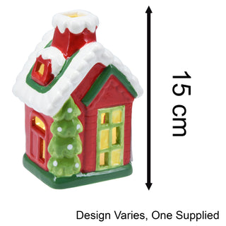 LED Ceramic Christmas House | Light Up House Christmas Village Ornament - 15cm