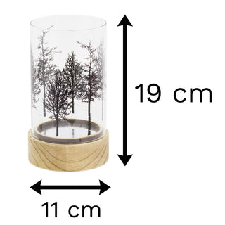 Beautiful Tree Glass Wood Candle Tealight Holder
