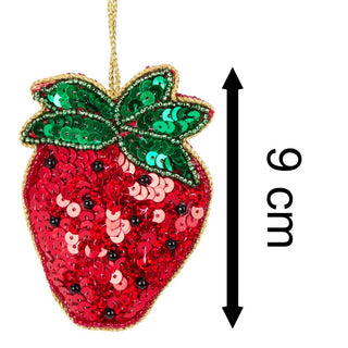 Strawberry Beaded Christmas Tree Bauble | Colourful Fruit-shaped Tree Ornaments
