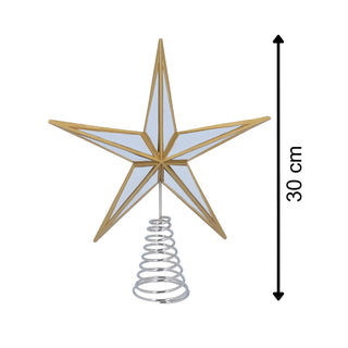 Mirrored Star Christmas Tree Topper | Gold Silver Mirror Star Tree Topper - 28cm