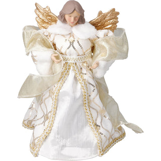 Angel Christmas Tree Topper, 30cm Traditional Festive Angel with Gold Wings