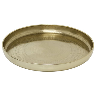 Gold Decorative Tray, 33 cm Round Coffee Table Tray with Mandala Design