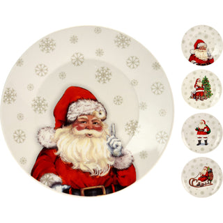 Ceramic Santa Claus Christmas Dinner Plate, 26.5cm Festive Snowflake Design