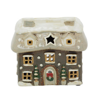 Grey Ceramic Christmas Cottage Wax Melt Burner | Oil Burner Christmas House