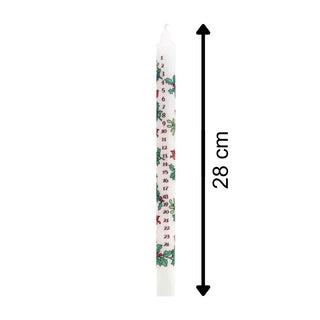 Traditional Countdown To Christmas Advent Dinner Candle - Holly And The Ivy Design (Regular Size)
