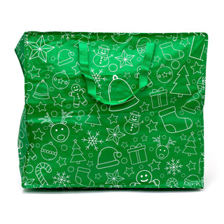 Large Green Christmas Bag | Christmas Grocery Bag Christmas Tote Bag - 48x55cm