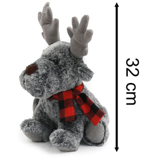 Alfie Reindeer Doorstop | Christmas Door Stop with Antlers & Checkered Scarf