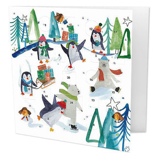 Wintertime Fun Christmas Advent Calendar Greetings Card, Winter Wildlife Design