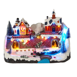 LED Christmas Village with Moving Cars or Skiers, Random Design, 33 cm