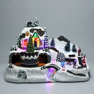Enchanted Forest LED Christmas Scene | Light-up Village with Movement - 37cm
