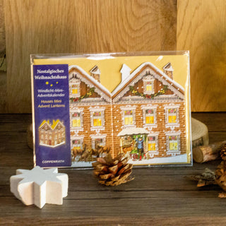 Deluxe Mini Advent Calendar Christmas Card - Nostalgic House Tealight Lantern - Brown House