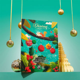 Divine Milk Chocolate Christmas Advent Calendar, Fairtrade Cocoa & Hearts