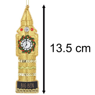 Big Ben Christmas Bauble | Luxury Fabric London Hanging Tree Ornament - 13cm