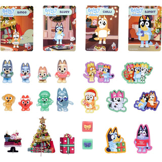 Bluey Fuzzies Christmas Advent Calendar, 24 Gifts with 8 Fuzzy Mini Figures