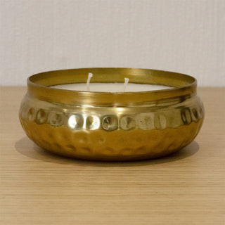 Bohemian Style Gold Metal Candle Bowl | 2 Wick Scented Candle & Holder - 10cm