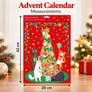 Miaow Factor Christmas Advent Calendar, 42cm Cat Advent Calendar with Gold Foil