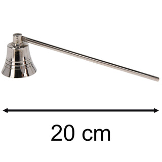 Silver Metal Bell Candle Snuffer | Long Handle Candle Wick Extinguisher - 20cm