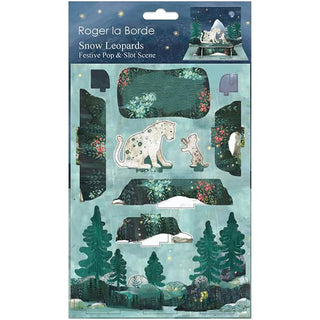 Snow Leopards Pop & Slot 3D Decoration | Build Your Own Winter Landscape Diorama