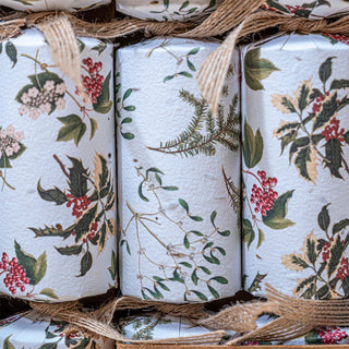 6 Plantable Christmas Crackers, Botanical Print with Wildflower Seeds