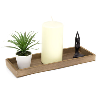 40cm Contemporary Wooden Display Tray Candle Tray | Trinket Tray Jewellery Dish | Rectangle Wood Display Dish