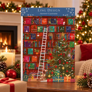 Festive Bookcase Christmas Advent Calendar, 33.5cm Library Design
