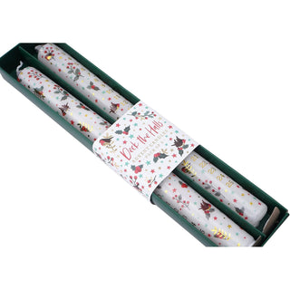 Set of 2 Deck the Halls Advent Dinner Candles | Christmas Advent Candles - 25cm