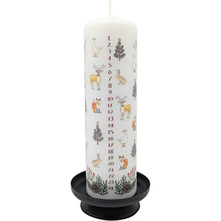 Winter Wildlife Advent Pillar Candle | Christmas Advent Calendar Candle - 20cm
