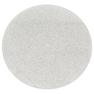 Round Silver Glitter Candle Plate, 15 cm Mirrored Glass Candle Stand