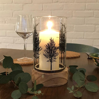 Beautiful Tree Glass Wood Candle Tealight Holder