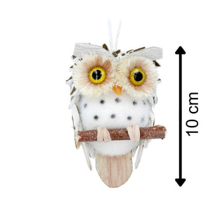 Natural Owl Christmas Tree Decoration | Rustic Woodland Hanging Bauble - 10cm
