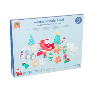 Children's Wooden Winter Wonderland Christmas Advent Calendar | Wood Advent Calendar Advent Calendar For Kids | Santa Claus Playset Advent Calendar