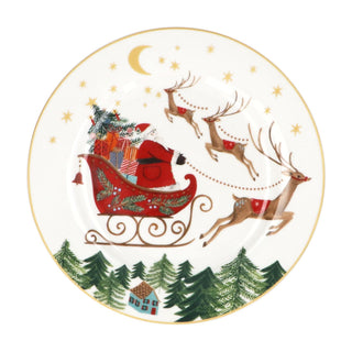 Santa Sleigh Christmas Side Plate, Gisela Graham Bone China, 19cm