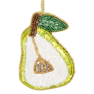 Pear Beaded Christmas Tree Bauble | Colourful Fruit-shaped Tree Ornaments