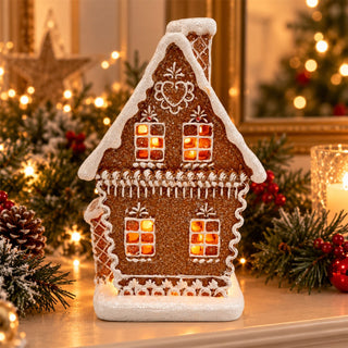 Light Up Gingerbread House, Gisela Graham LED Christmas Decoration 20cm