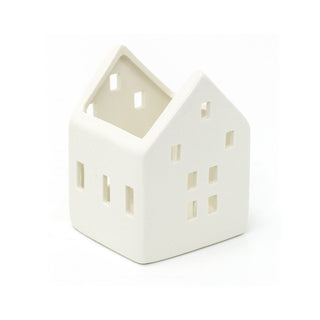 White Ceramic House Christmas Tealight Candle Holder | Tea Light Votive Holder