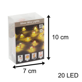 20 Christmas LED Fairy Lights | Xmas Garland Festoon Fairy Light String Chain 1m | Novelty Battery Operated Lights