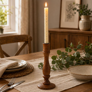 Wooden Candlestick, Mango Wood Dinner Candle Holder, 22 cm, Random Design