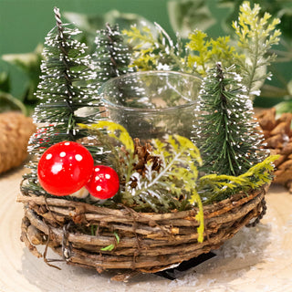 Christmas Tree Tealight Candle Holder | Pinecone & Toadstool Centrepiece - 12cm