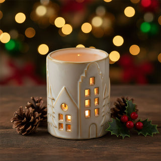 Round House Design Tealight Candle Holder, 9.5cm Ceramic Christmas Decoration
