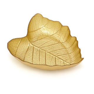 Gold Glass Leaf Trinket Bowl | Botanical Vanity Plate Trinket Dish - 16x14cm