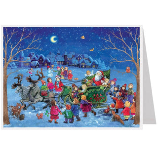 Sleighing with Santa Claus - Christmas Advent Calendar Greetings Card & Envelope