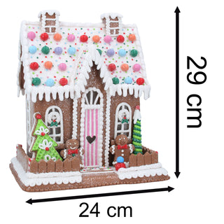 Light Up Gingerbread House | LED Christmas Ornament Candy House Decoration 29cm