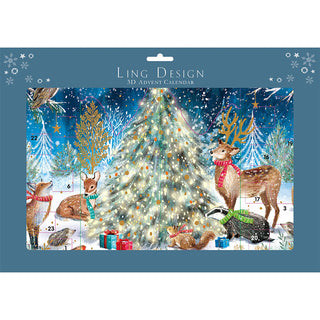 Magical Woodland Christmas Advent Calendar, 3D Gold Foil Woodland Animal Design