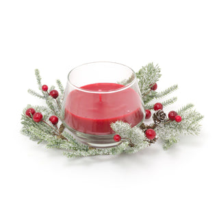 Traditional Christmas Candle Wreath Decoration | Scented Xmas Candle Christmas Table Centrepiece | Xmas Fragrance Candle - Red